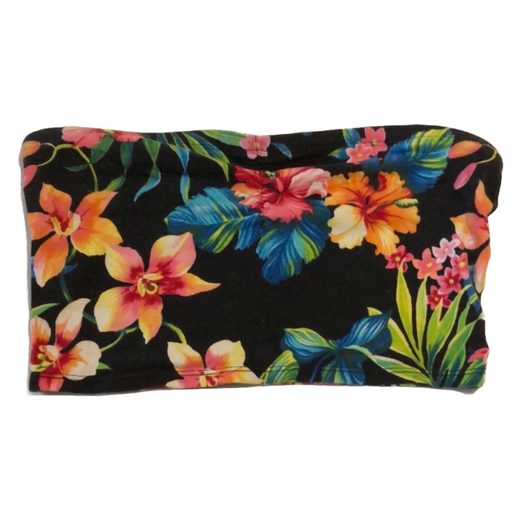 Floral Strapless crop Top bandeau size medium